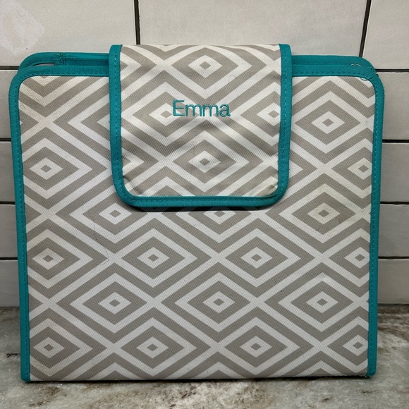 Pottery Barn PB Teen Gear-Up Gray Preppy Diamond Homework Holder Binder Emma - Picture 1 of 10